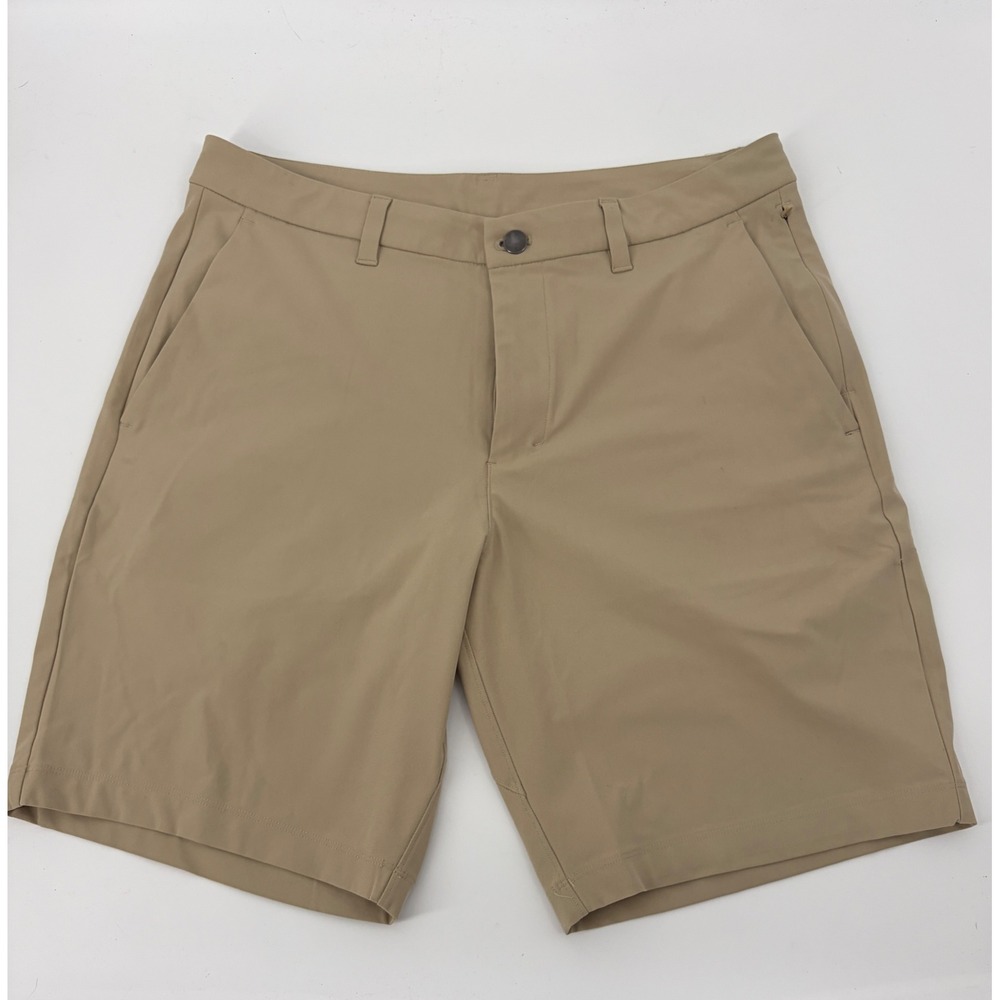 Lululemon Mens Commission Shorts 33 Waist Khaki Chino Golf Casual Tech Stretch